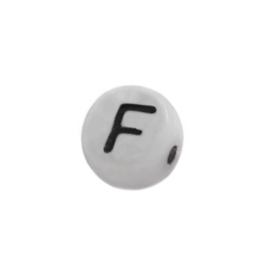 Perlina Plastica Lettera F 6mm foro passante