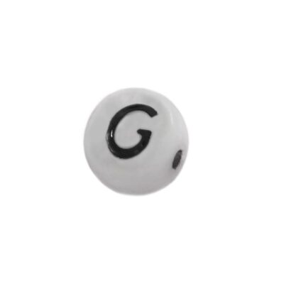 Perlina Plastica Lettera G 6mm foro passante