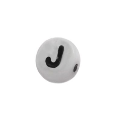 Perlina Plastica Lettera J 6mm foro passante