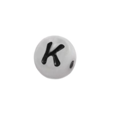 Perlina Plastica Lettera K 6mm foro passante