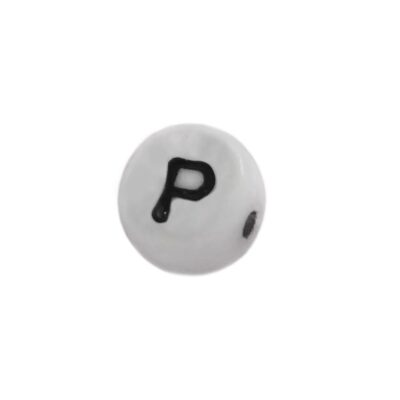 Perlina Plastica Lettera P 6mm foro passante