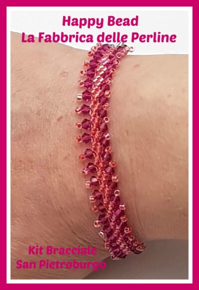 Kit Bracciale Punto San Pietroburgo Base Versione Piccolo Fucsia / Corallo