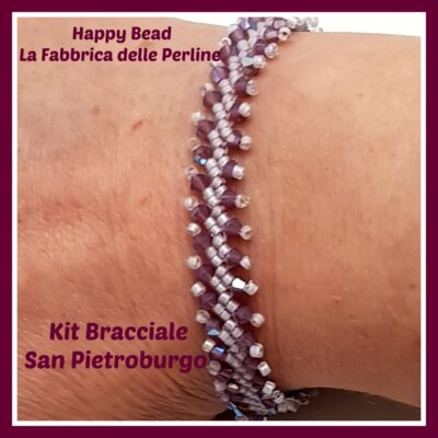Kit Bracciale Punto San Pietroburgo Base Versione Piccolo Grigio / Cyclamen Opal