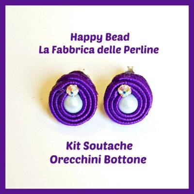 Kit Soutache Button Earrings Purple