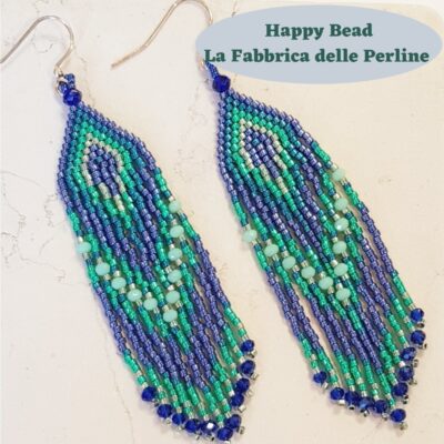 Kit Miyuki Orecchini Willow Sparkle Blu / Verde Duracoat Metalizzato