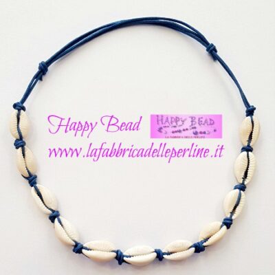 Collana Conchiglie di Ciprea colore Blu