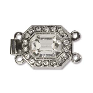 Chiusura Esagonale Swarovski 22x12mm Argento