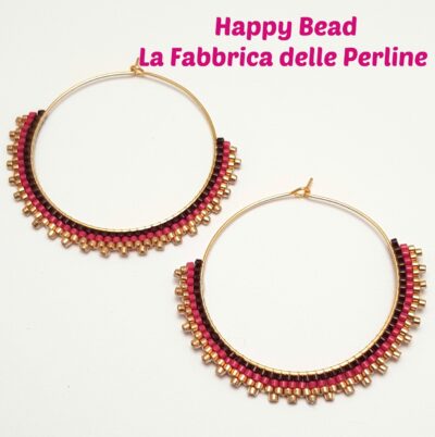 Kit Gypsy Earrings Brick Stitch Basic Fucsia Gold Brown