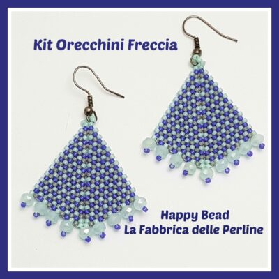 Kit Orecchini Arrow Punto Peyote e Lisca di Pesce Base Viola Verdino Grigio