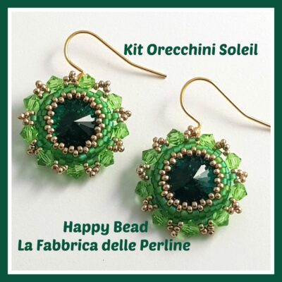 Kit Orecchini Soleil Punto Peyote Circolare Base Smeraldo