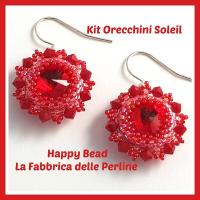 Kit Orecchini Soleil Punto Peyote Circolare Base Rosso