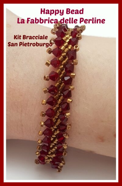 Kit Bracciale Punto San Pietroburgo Base Versione Grande Bordeaux / Bronzo