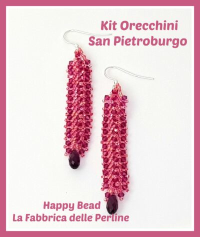 Kit Orecchini Punto San Pietroburgo Doppio Versione Piccola Fucsia / Corallo