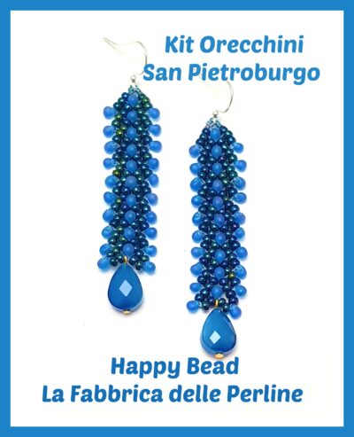 Kit Orecchini Punto San Pietroburgo Doppio Versione Grande Blu / Azzurro