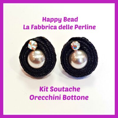 Kit Soutache Button Earrings Metal Black