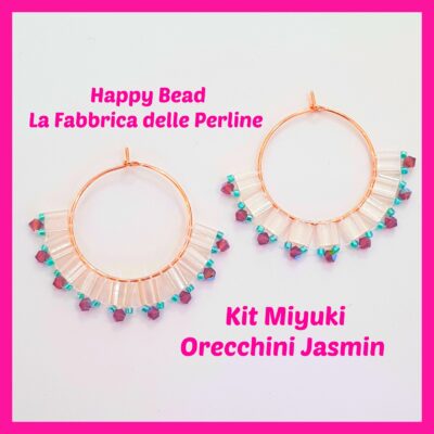 Kit Miyuki Orecchini Jasmin Rosa/Verde Acqua