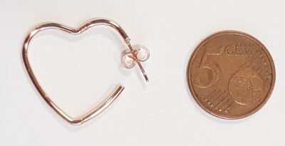 Base Orecchini a Cuore 25mm Oro Rosa