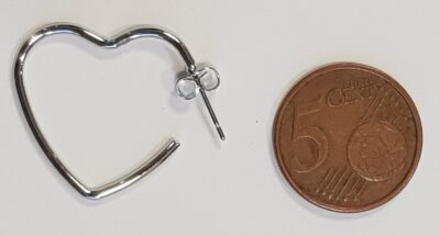 Base Orecchini a Cuore 25mm Argento
