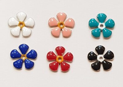 Ciondolo Metallo Smaltato Fiore 12mm BIANCO