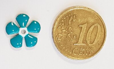 Ciondolo Metallo Smaltato Fiore 12mm TURCHESE