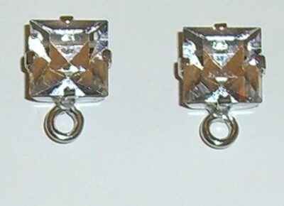 Coppia Perni con Strass Quadrato 8,5mm