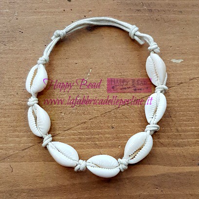 Bracciale Conchiglie di Ciprea colore Bianco UOMO 19CM